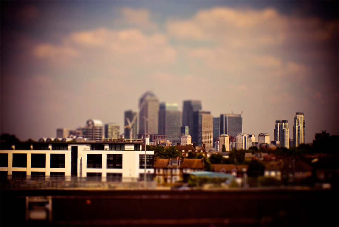 ICMSTUDIOS - A photo of the London skyline from my train seat. Tweaking done in Photoshop.